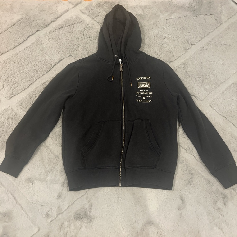 Black Hurley Zip-Up Hoodie
